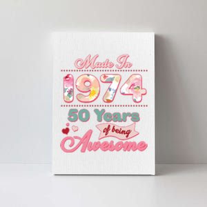 Pink Floral Made In 1974 50 Years Of Being Awesome Birthday Canvas