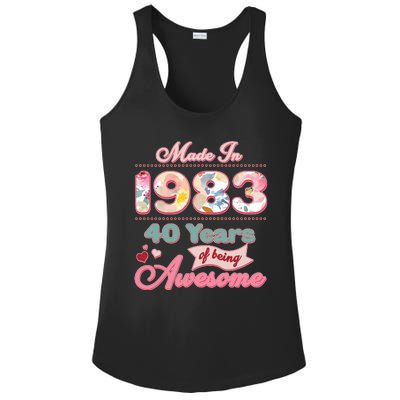 Pink Floral Made In 1983 40 Years Of Being Awesome Birthday Ladies PosiCharge Competitor Racerback Tank