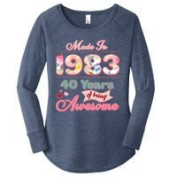 Pink Floral Made In 1983 40 Years Of Being Awesome Birthday Women's Perfect Tri Tunic Long Sleeve Shirt