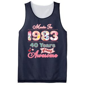 Pink Floral Made In 1983 40 Years Of Being Awesome Birthday Mesh Reversible Basketball Jersey Tank