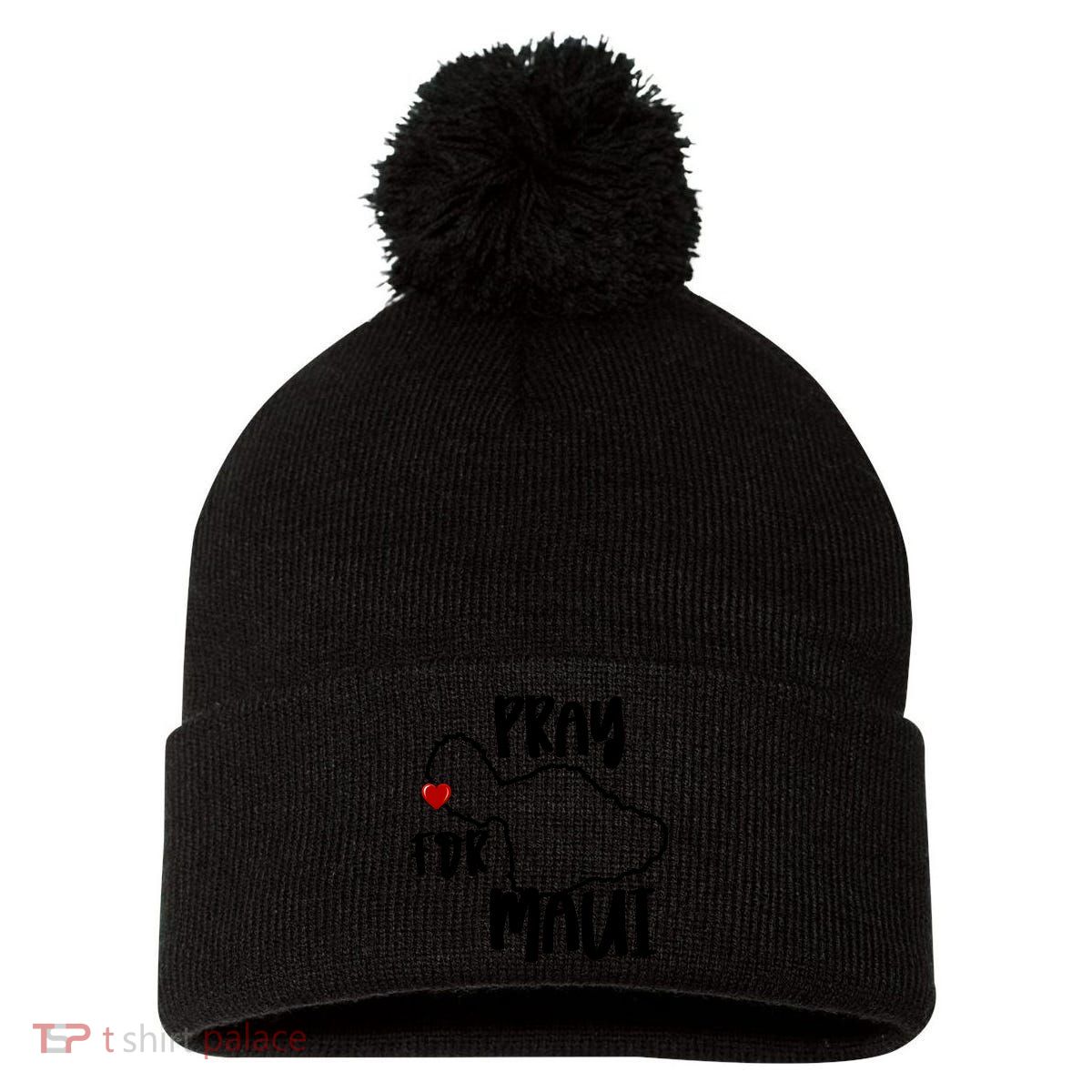 Pray For Maui Hawaii Strong Maui Wildfire Support Men Women Pom Pom 12in Knit Beanie