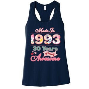 Pink Floral Made In 1993 30 Years Of Being Awesome Birthday Women's Racerback Tank