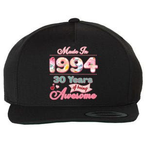 Pink Floral Made In 1994 30 Years Of Being Awesome Birthday Wool Snapback Cap