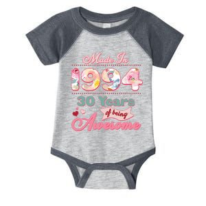 Pink Floral Made In 1994 30 Years Of Being Awesome Birthday Infant Baby Jersey Bodysuit