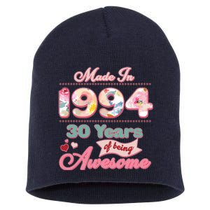 Pink Floral Made In 1994 30 Years Of Being Awesome Birthday Short Acrylic Beanie