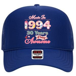 Pink Floral Made In 1994 30 Years Of Being Awesome Birthday High Crown Mesh Back Trucker Hat