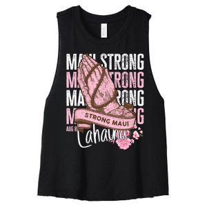 Pray For Maui Hawaii Strong Women's Racerback Cropped Tank