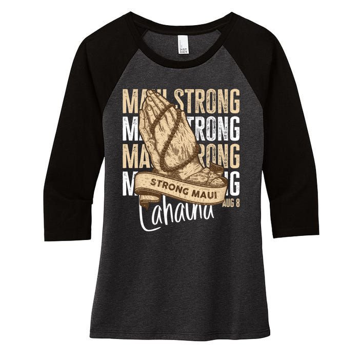 Pray For Maui Hawaii Strong Women's Tri-Blend 3/4-Sleeve Raglan Shirt