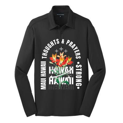 Pray For Maui Hawaii Strong Silk Touch Performance Long Sleeve Polo