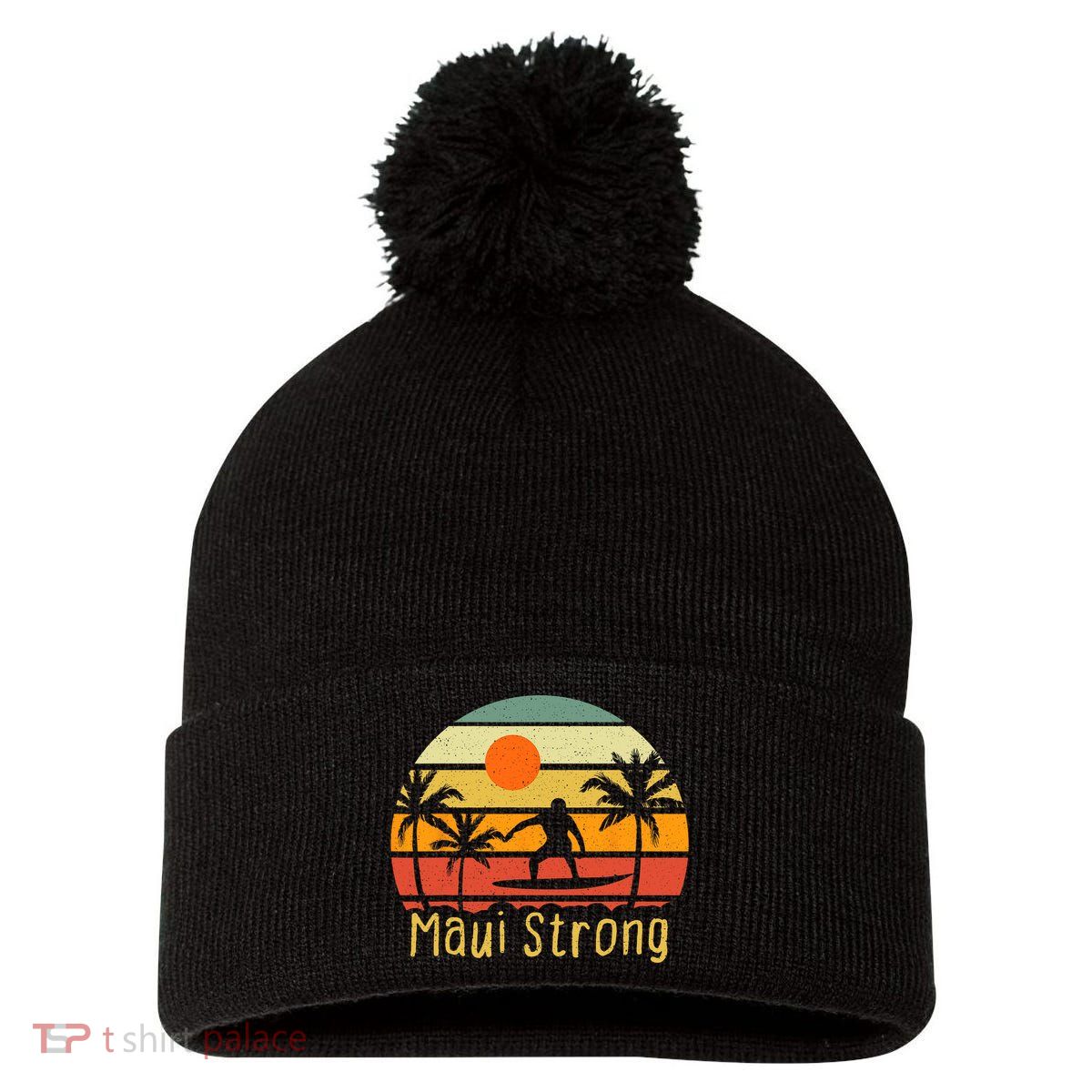Pray For Maui Hawaii Strong Maui Pom Pom 12in Knit Beanie
