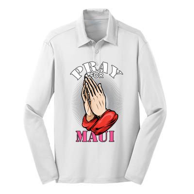 Pray For Maui Hawaii Strong Silk Touch Performance Long Sleeve Polo