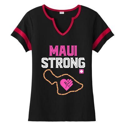 Pray For Maui Hawaii Strong Design Ladies Halftime Notch Neck Tee