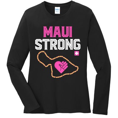 Pray For Maui Hawaii Strong Design Ladies Long Sleeve Shirt