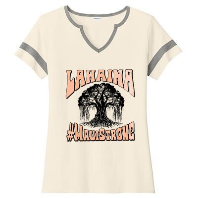 Pray For Maui Hawaii Strong Ladies Halftime Notch Neck Tee