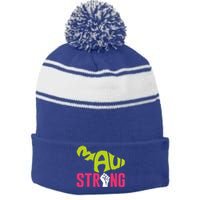 Pray For Maui Hawaii Beach Strong Gift Stripe Pom Pom Beanie