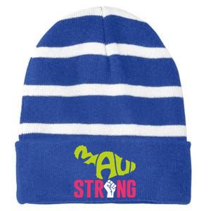 Pray For Maui Hawaii Beach Strong Gift Striped Beanie with Solid Band