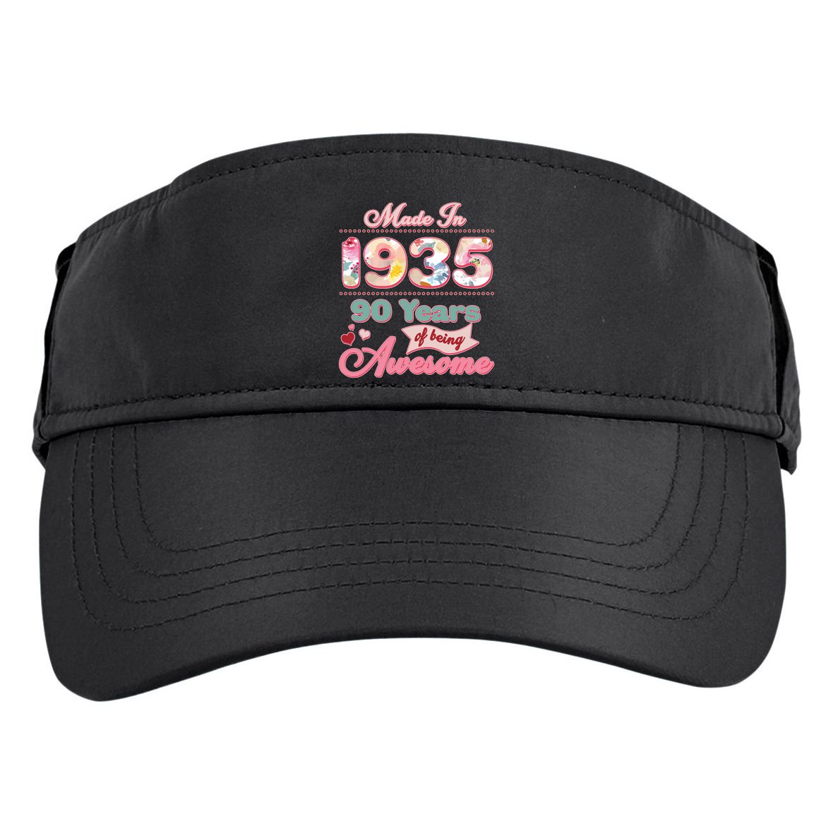 Pink Floral Made In 1935 90 Years Of Being Awesome Birthday Adult Drive Performance Visor