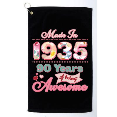 Pink Floral Made In 1935 90 Years Of Being Awesome Birthday Golf Towel