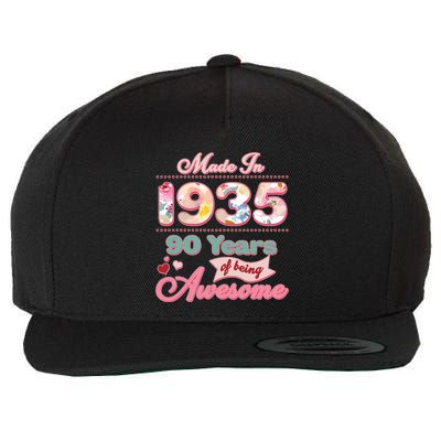 Pink Floral Made In 1935 90 Years Of Being Awesome Birthday Wool Snapback Cap