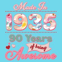 Pink Floral Made In 1935 90 Years Of Being Awesome Birthday Womens T-Shirt