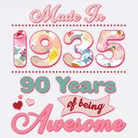 Pink Floral Made In 1935 90 Years Of Being Awesome Birthday Garment-Dyed Sweatshirt