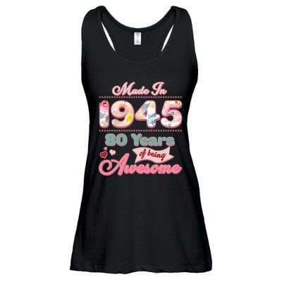 Pink Floral Made In 1945 80 Years Of Being Awesome Birthday Ladies Essential Flowy Tank