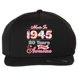 Pink Floral Made In 1945 80 Years Of Being Awesome Birthday Wool Snapback Cap