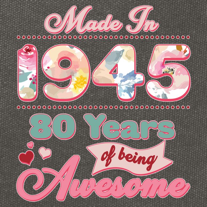 Pink Floral Made In 1945 80 Years Of Being Awesome Birthday Cotton Canvas Backpack
