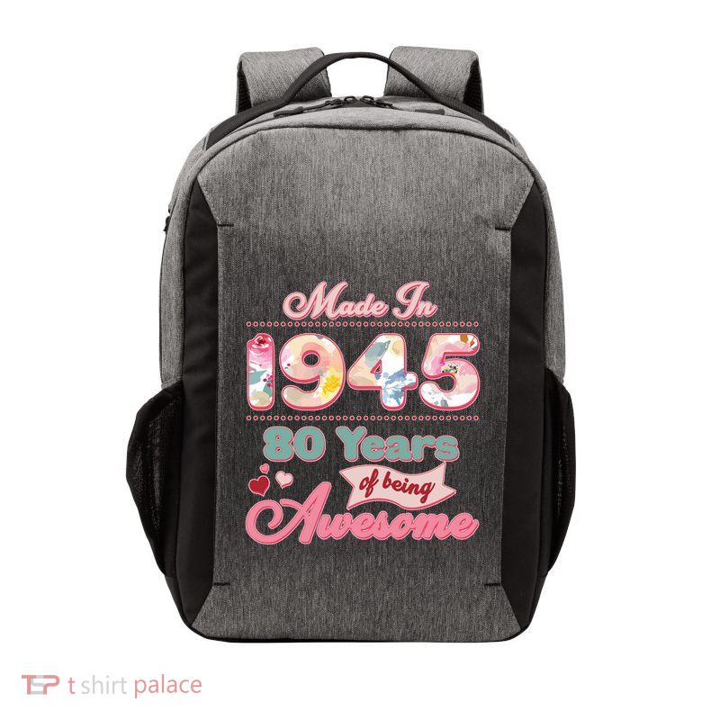 Pink Floral Made In 1945 80 Years Of Being Awesome Birthday Vector Backpack