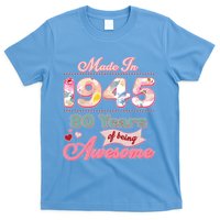 Pink Floral Made In 1945 80 Years Of Being Awesome Birthday T-Shirt
