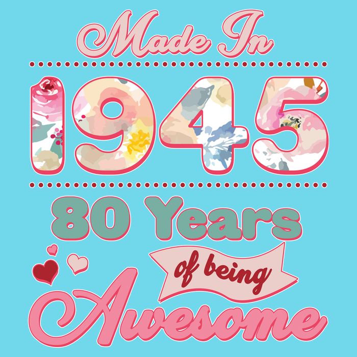 Pink Floral Made In 1945 80 Years Of Being Awesome Birthday T-Shirt