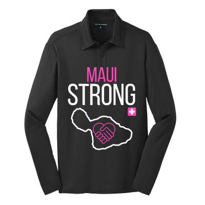 Pray For Maui Hawaii Support For Hawaii Fire Victims Silk Touch Performance Long Sleeve Polo