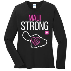 Pray For Maui Hawaii Support For Hawaii Fire Victims Ladies Long Sleeve Shirt