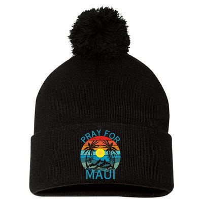 Pray For Maui Hawaii Wildflower Support Men Women Pom Pom 12in Knit Beanie