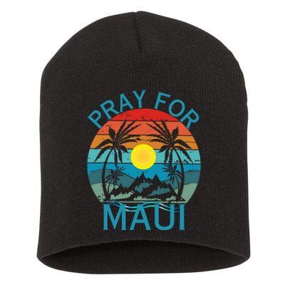 Pray For Maui Hawaii Wildflower Support Men Women Short Acrylic Beanie