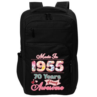 Pink Floral Made In 1955 70 Years Of Being Awesome Birthday Impact Tech Backpack