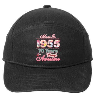 Pink Floral Made In 1955 70 Years Of Being Awesome Birthday 7-Panel Snapback Hat