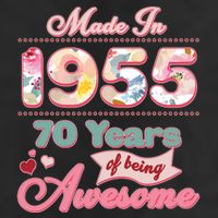 Pink Floral Made In 1955 70 Years Of Being Awesome Birthday 11oz C Handle Ceramic Mug