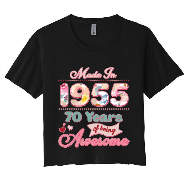 Pink Floral Made In 1955 70 Years Of Being Awesome Birthday Crop Top