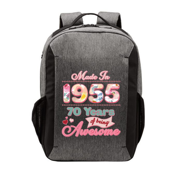 Pink Floral Made In 1955 70 Years Of Being Awesome Birthday Vector Backpack