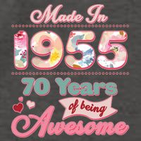 Pink Floral Made In 1955 70 Years Of Being Awesome Birthday Vector Backpack