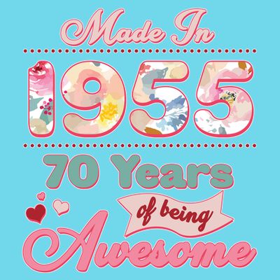 Pink Floral Made In 1955 70 Years Of Being Awesome Birthday T-Shirt