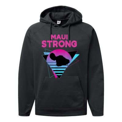 Pray For Maui Hawaii Strong Vintage Maui Hawaii Strong Performance Fleece Hoodie