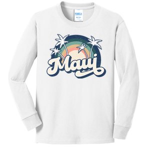 Pray For Maui Hawaii Strong Retro Kids Long Sleeve Shirt