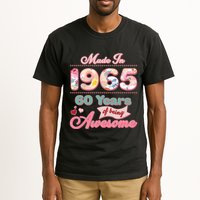 Pink Floral Made In 1965 60 Years Of Being Awesome Birthday Tall T-Shirt