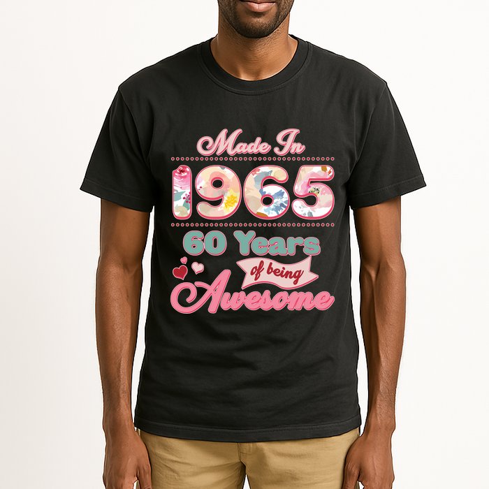 Pink Floral Made In 1965 60 Years Of Being Awesome Birthday Tall T-Shirt