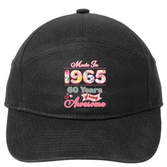 Pink Floral Made In 1965 60 Years Of Being Awesome Birthday 7-Panel Snapback Hat