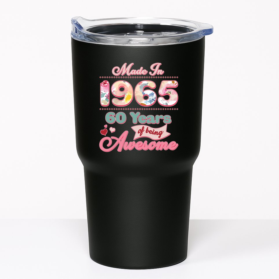 Pink Floral Made In 1965 60 Years Of Being Awesome Birthday Tumbler