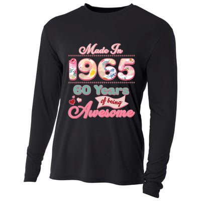 Pink Floral Made In 1965 60 Years Of Being Awesome Birthday Cooling Performance Long Sleeve Crew