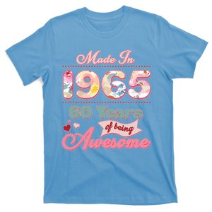 Pink Floral Made In 1965 60 Years Of Being Awesome Birthday T-Shirt